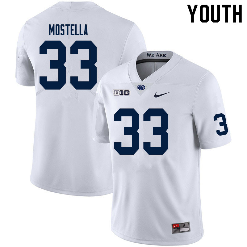 Youth #33 Bryce Mostella Penn State Nittany Lions College Football Jerseys Sale-White
